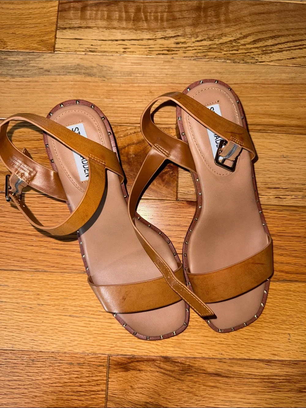 Steve Madden Tan Leather Wedge Sandals